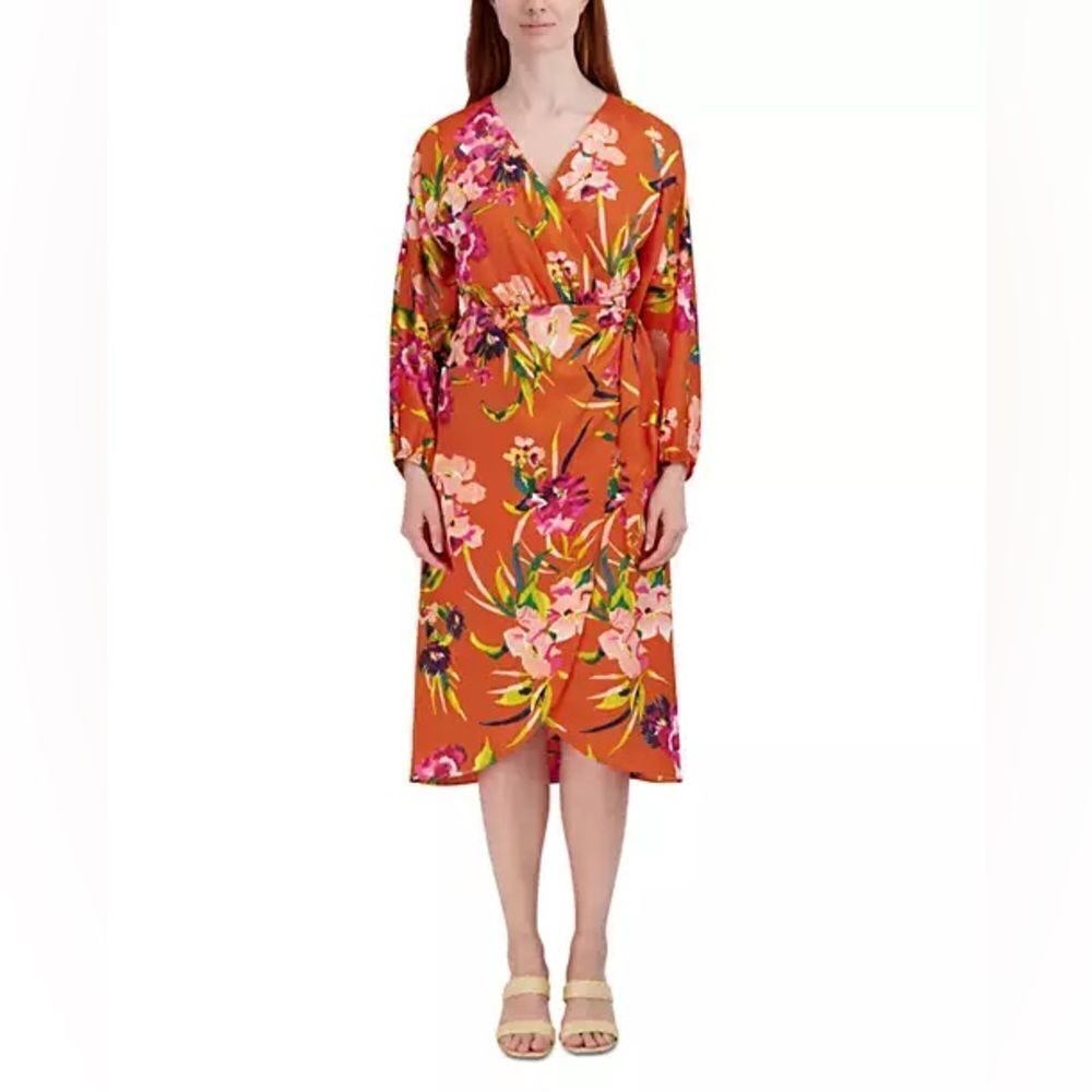 JULIA JORDAN
Women's Printed Faux-Wrap Long-Sleeve Dress